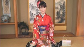 Yuria Tominaga in kimono gets things on her pussy